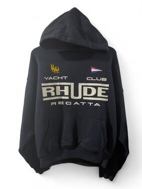 RHUDE Regatta Club Black Hoodie Pullover Sweatshirt Size Men’s Small (NWT)